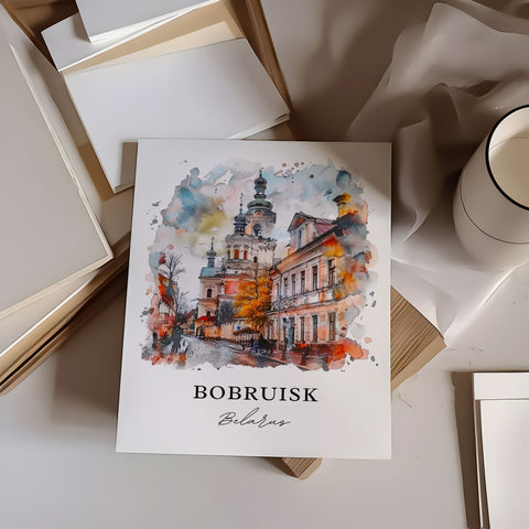 Bobruisk Wall Art, Bobruisk Print, Bobruisk Blearus Watercolor, Blearus Gift, Travel Print, Travel Poster, Housewarming Gift