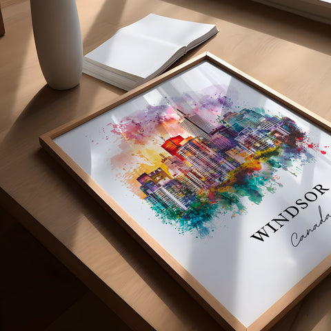 Windsor Ontario Wall Art, Windsor Print, Windsor Canada Watercolor, Windsor Canada Gift, Travel Print, Travel Poster, Housewarming Gift