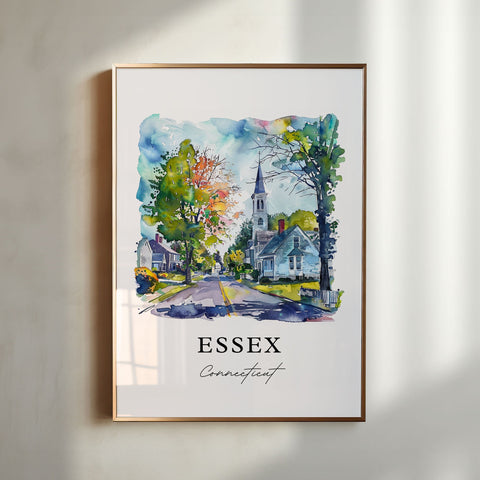 Essex CT Wall Art, Essex Connecticut Print, Centerbrook CT Watercolor, Ivorytown CT Gift, Travel Print, Travel Poster, Housewarming Gift