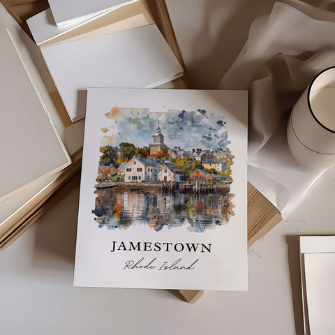 Jamestown Rhode Island Art, Newport County Print, Jamestown Watercolor, Jamestown RI Gift, Travel Print, Travel Poster, Housewarming Gift