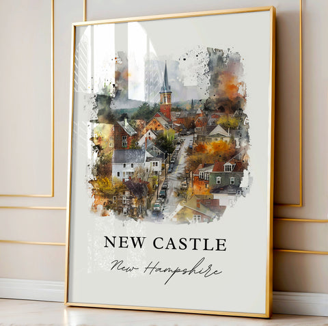 New Castle NH Wall Art, Rockingham County NH Print, New Castle Watercolor, New Castle Gift, Travel Print, Travel Poster, Housewarming Gift