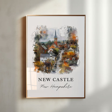 New Castle NH Wall Art, Rockingham County NH Print, New Castle Watercolor, New Castle Gift, Travel Print, Travel Poster, Housewarming Gift