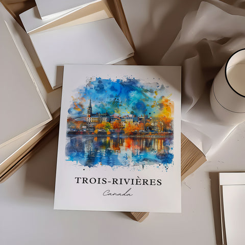 Trois-Rivières Art, Quebec Prints, Trois-Rivières Watercolor, Trois-Rivières Quebec Gift, Travel Print, Travel Poster, Housewarming Gift