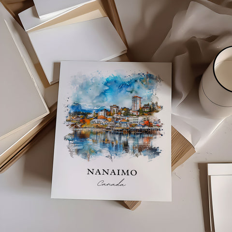 Nanaimo BC Art, Nanaimo Vancouver Print, Nanaimo Watercolor, Nanaimo BC Gift, Travel Print, Travel Poster, Housewarming Gift