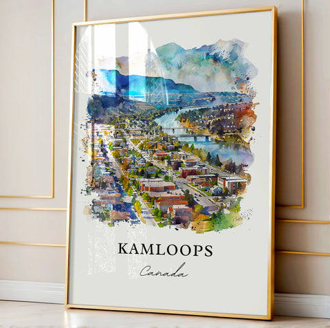 Kamloops BC Wall Art, Kamloops Print, Kamloops Watercolor, Kamloops Canada Gift, Travel Print, Travel Poster, Housewarming Gift