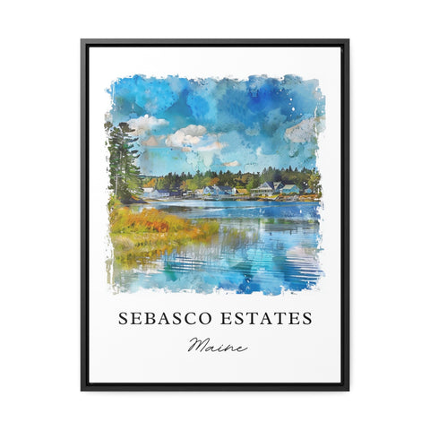 Sebasco Estates Wall Art, Phippsburg ME Print, Sagadahoc County Watercolor, Sebasco ME Gift, Travel Print, Travel Poster, Housewarming Gift