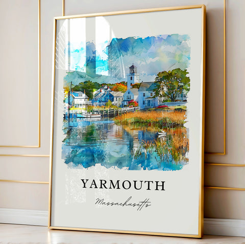 Yarmouth MA Wall Art, Barnstable County Print, Cape Cod Watercolor Art, Yarmouth Mass. Gift, Travel Print, Travel Poster, Housewarming Gift