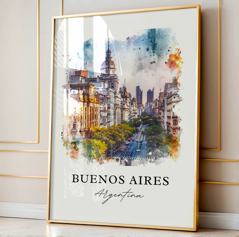 Buenos Aires Wall Art, Buenos Aires Print, Argentina Watercolor, Buenos Aires Gift, Travel Print, Travel Poster, Housewarming Gift