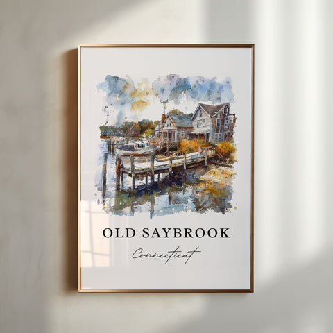 Old Saybrook CT Wall Art, Middlesex County Print, Old Saybrook Watercolor, Fenwick Gift, Travel Print, Travel Poster, Housewarming Gift