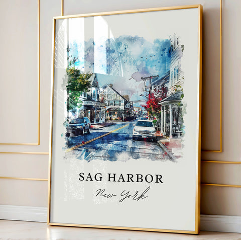 Sag Harbor Wall Art, Southampton Print, East Hampton Watercolor Art, Sag Harbor NY Gift, Travel Print, Travel Poster, Housewarming Gift