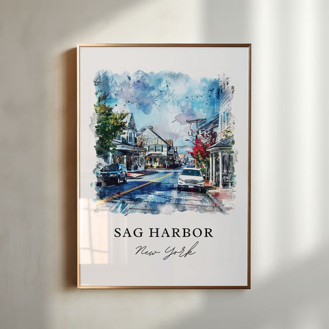 Sag Harbor Wall Art, Southampton Print, East Hampton Watercolor Art, Sag Harbor NY Gift, Travel Print, Travel Poster, Housewarming Gift