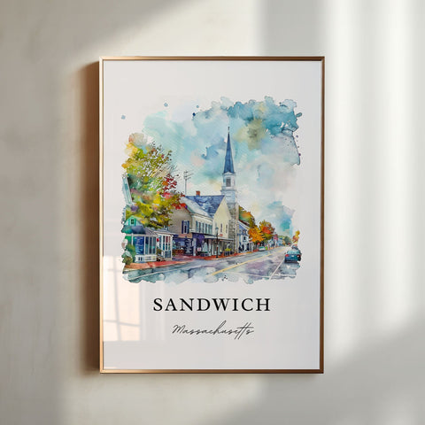 Sandwich MA Wall Art, Cape Cod Print, Barnstable County Art, Sandwich Massachusetts Gift, Travel Print, Travel Poster, Housewarming Gift