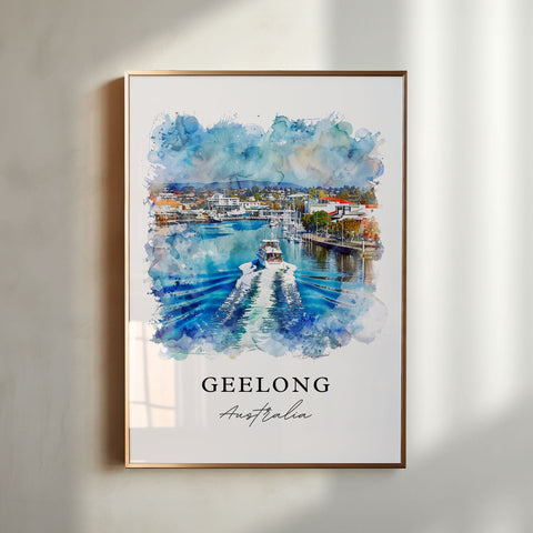 Geelong Australia Wall Art, Geelong Print, Geelong Watercolor, Geelong Australia Gift, Travel Print, Travel Poster, Housewarming Gift