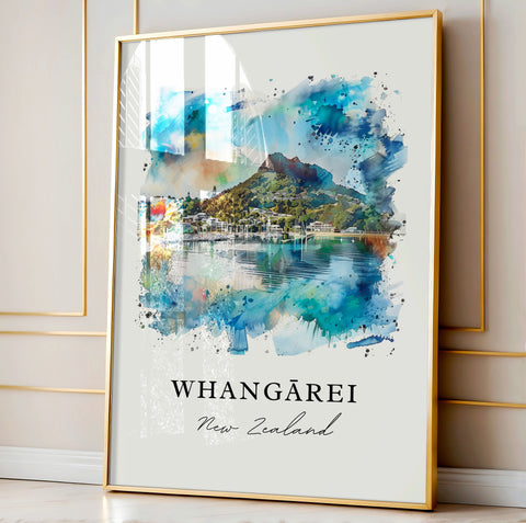 Whangarei NZ Wall Art, Whangarei Print, Whangarei Watercolor, Whangarei New Zealand Gift, Travel Print, Travel Poster, Housewarming Gift