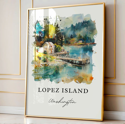 Lopez Island WA Art, Lopez Island Print, San Juan Islands Watercolor, San Juan Isl. WA Gift, Travel Print, Travel Poster, Housewarming Gift