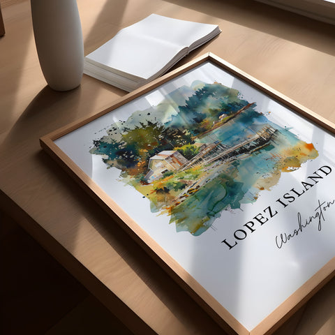 Lopez Island WA Art, Lopez Island Print, San Juan Islands Watercolor, San Juan Isl. WA Gift, Travel Print, Travel Poster, Housewarming Gift