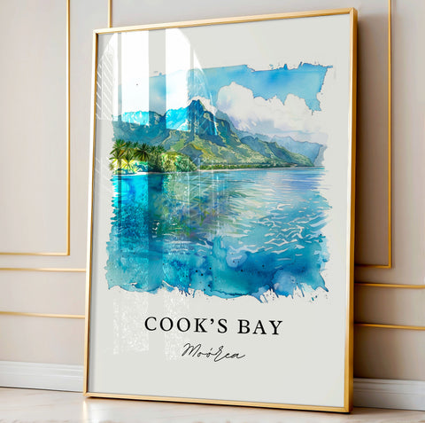 Cooks Bay Moorea Wall Art, Moorea Print, Moorea Watercolor, Moorea French Polynesia Gift, Travel Print, Travel Poster, Housewarming Gift