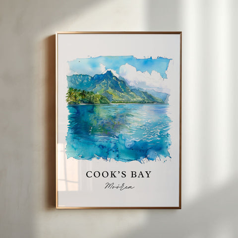 Cooks Bay Moorea Wall Art, Moorea Print, Moorea Watercolor, Moorea French Polynesia Gift, Travel Print, Travel Poster, Housewarming Gift