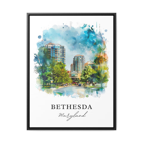Bethesda MD Wall Art, Bethesda Print, Bethesda Watercolor, Bethesda Maryland Gift, Travel Print, Travel Poster, Housewarming Gift