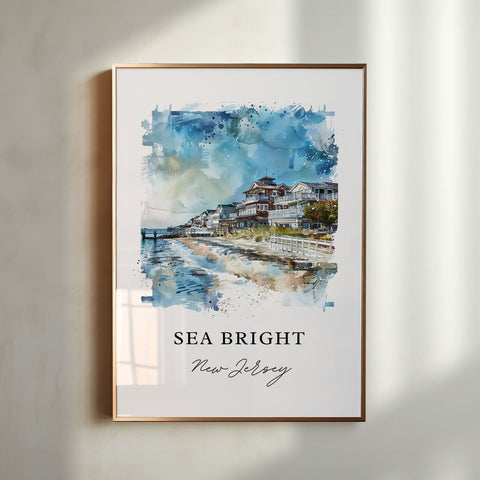 Sea Bright NJ Wall Art, Sea Bright Print, Jersey Shore Watercolor, Sea Bright NJ Gift, Travel Print, Travel Poster, Housewarming Gift