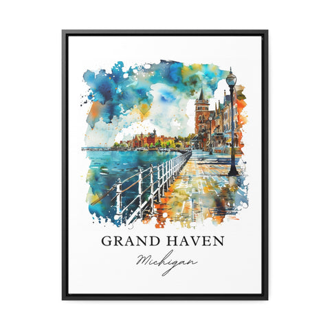 Grand Haven MI Art, Grand Haven Print, Grand Haven Watercolor, Grand Haven Michigan Gift, Travel Print, Travel Poster, Housewarming Gift