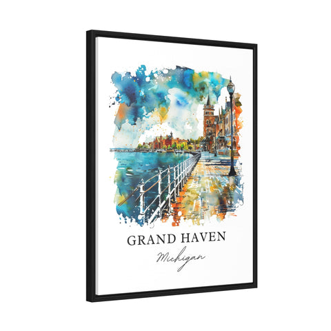 Grand Haven MI Art, Grand Haven Print, Grand Haven Watercolor, Grand Haven Michigan Gift, Travel Print, Travel Poster, Housewarming Gift