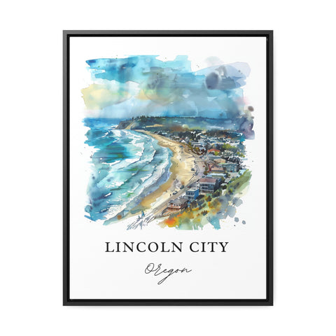 Lincoln City OR Art, Lincoln City Print, Lincoln City Watercolor, Lincoln City Oregon Gift, Travel Print, Travel Poster, Housewarming Gift