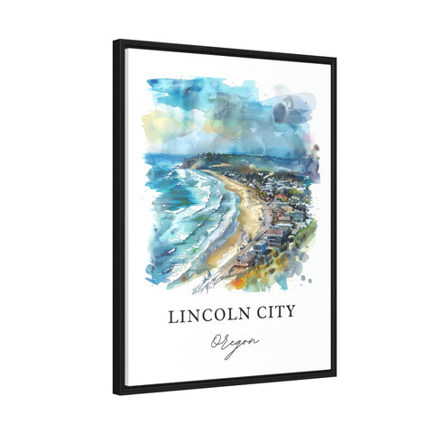 Lincoln City OR Art, Lincoln City Print, Lincoln City Watercolor, Lincoln City Oregon Gift, Travel Print, Travel Poster, Housewarming Gift