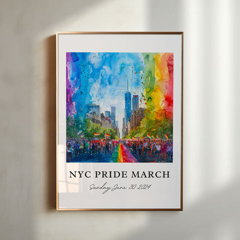 NYC Pride Art, NYC Pride March Print, NY Pride Watercolor, Gay Pride New York City Gift, Travel Print, Travel Poster, Housewarming Gift
