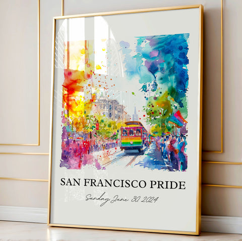 San Fran Pride Art, San Francisco Pride Print, San Fran Gay Pride Watercolor, San Fran Pride Gift, Travel Print, Travel Poster, Great Gift