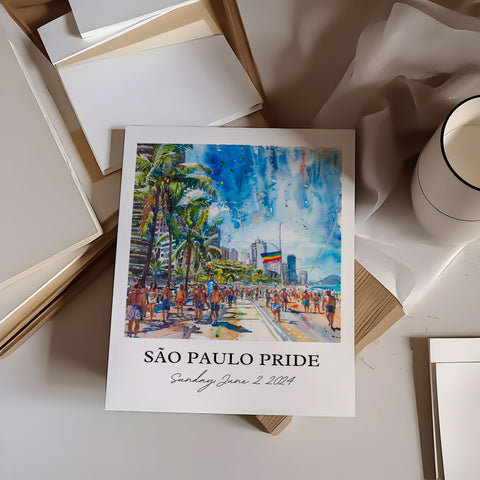 Sao Paulo Pride Art, Sao Paulo Gay Pride Print, Sao Paulo Pride Watercolor, Brazil Gay Pride Gift, Brazil Travel Print, Sao Paulo Gift