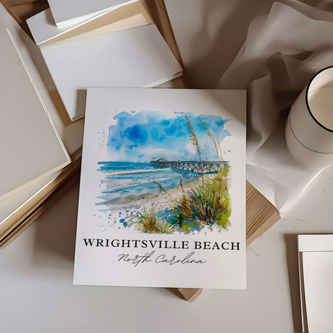 Wrightsville Beach Art, Wrightsville Beach NC Print, Wrightsville Beach Watercolor, Wrightsville Gift, Travel Print, Travel Poster, Gift