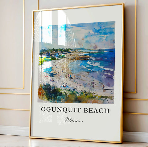 Ogunquit Beach Wall Art, Ogunquit Maine Print, Ogunquit Watercolor, Ogunquit Beach ME Gift, Travel Print, Travel Poster, Housewarming Gift