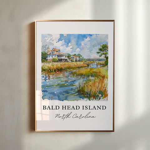 Bald Head Island Art, Bald Head Island Print, Bald Head SC Watercolor, Bald Head Island Gift, Travel Print, Travel Poster, Housewarming Gift
