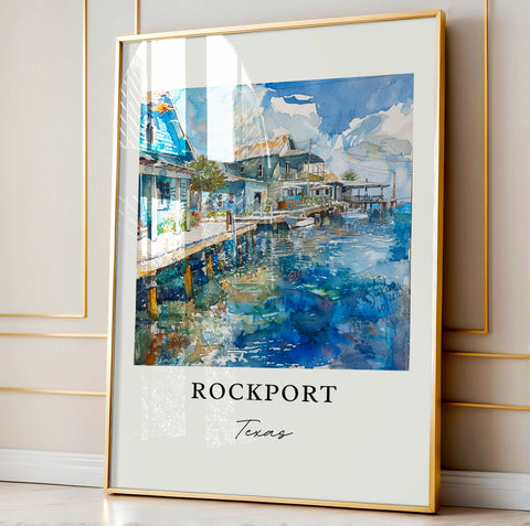 Rockport TX Wall Art, Rockport Beach TX Print, Rockport Watercolor, Rockport Texas Gift, Travel Print, Travel Poster, Housewarming Gift