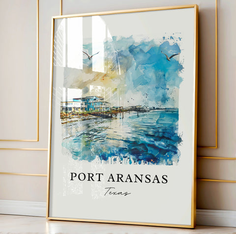 Port Aransas TX Art, Port Aransas Print, Port Aransas Watercolor, Port Aransas Texas Gift, Travel Print, Travel Poster, Housewarming Gift