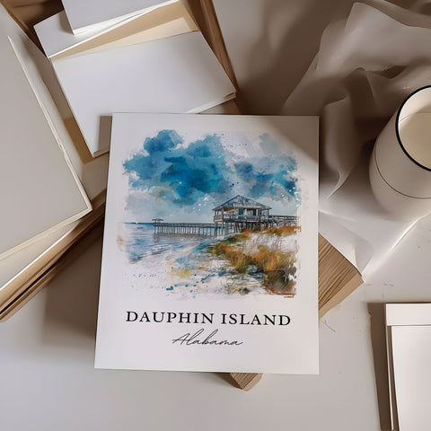 Dauphin Island Art, Dauphin Island Print, Dauphin Island AL Watercolor, Dauphin Island Gift, Travel Print, Travel Poster, Housewarming Gift