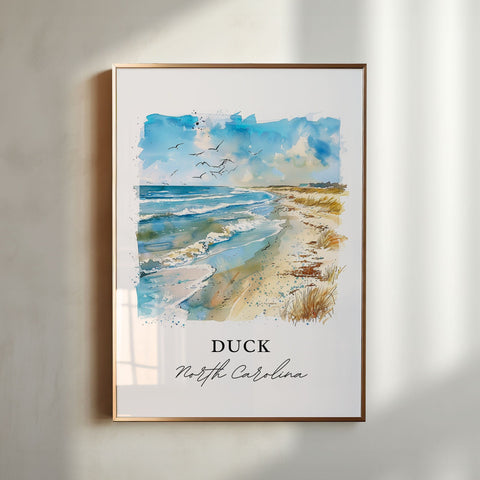 Duck NC Wall Art, Duck North Carolina Print, Dare County Watercolor, Duck NC Gift, Travel Print, Travel Poster, Housewarming Gift