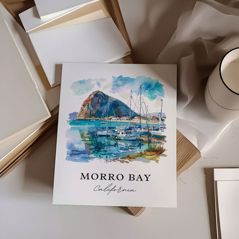 Morro Bay California Art, Morro Bay Print, Morro Bay Watercolor, Morro Bay Gift, Travel Print, Travel Poster, Housewarming Gift