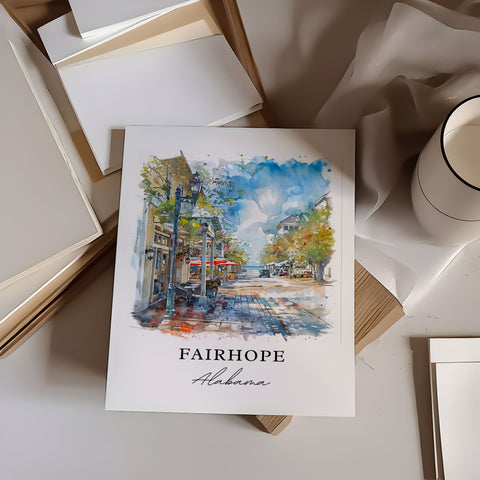 Fairhope AL Art, Fairhope Print, Fairhope Alabama Watercolor, Fairhope AL Gift, Travel Print, Travel Poster, Housewarming Gift