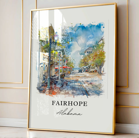 Fairhope AL Art, Fairhope Print, Fairhope Alabama Watercolor, Fairhope AL Gift, Travel Print, Travel Poster, Housewarming Gift