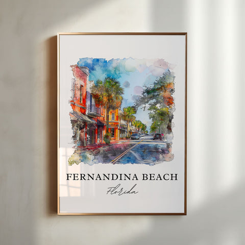 Fernandina Beach Art, Fernandina FL Print, Nassau County Watercolor, Fernandina Beach Gift, Travel Print, Travel Poster, Housewarming Gift