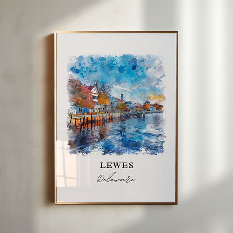 Lewes DE Wall Art, Lewes Print, Lewes Watercolor, Lewes Delaware Gift, Travel Print, Travel Poster, Housewarming Gift