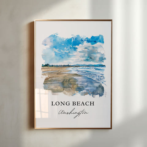 Long Beach WA Wall Art, Long Beach Print, Long Beach Watercolor, Long Beach Washington Gift, Travel Print, Travel Poster, Housewarming Gift