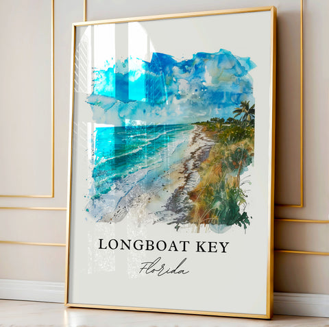 Longboat Key Art, Longboat Key FL Print, Longboat Key Watercolor, Longboat Key Florida Gift, Travel Print, Travel Poster, Housewarming Gift