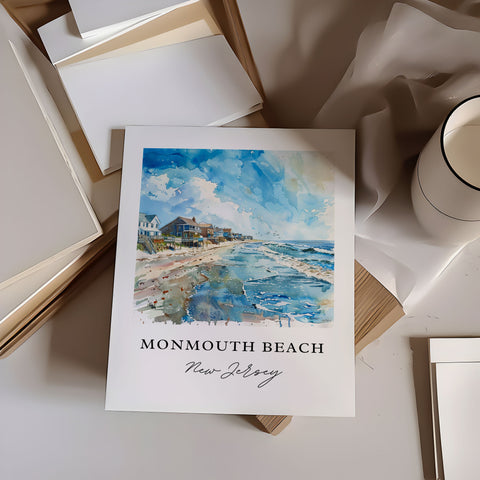 Monmouth Beach Wall Art, Jersey Shore Print, Monmouth Beach Watercolor, Monmouth Beach Gift, Travel Print, Travel Poster, Housewarming Gift