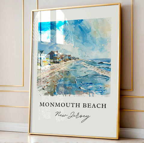 Monmouth Beach Wall Art, Jersey Shore Print, Monmouth Beach Watercolor, Monmouth Beach Gift, Travel Print, Travel Poster, Housewarming Gift