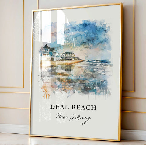 Deal NJ Art, Deal Beach Print, Jersey Shore Watercolor, Deal NJ Gift, Travel Print, Travel Poster, Housewarming Gift