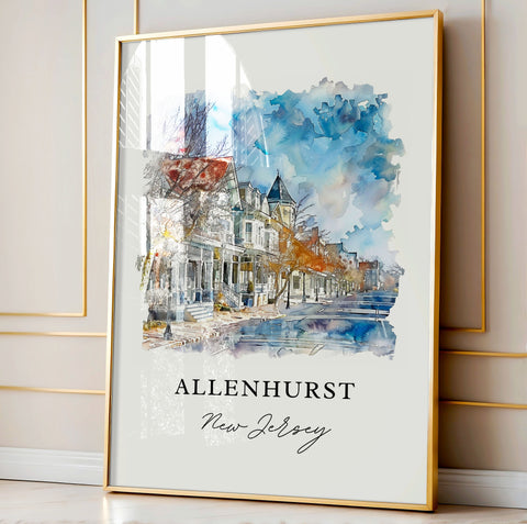 Allenhurst NJ Wall Art, Allenhurst NJ Print, Allenhurst Watercolor, Monmouth County Gift, Travel Print, Travel Poster, Housewarming Gift