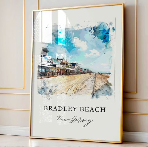 Bradley Beach Wall Art, Bradley Beach Print, Bradley Beach Watercolor, Bradley Beach NJ Gift, Travel Print, Travel Poster, Housewarming Gift